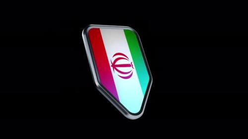 Videohive - the appearance of a metal badge with the flag of the country " Iran " alpha channel - 47976294 - 47976294