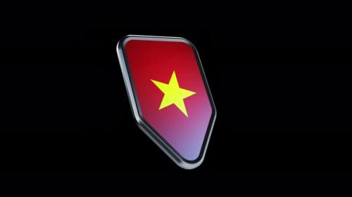 Videohive - the appearance of a metal badge with the flag of the country " Vietnam " alpha channel - 47976296 - 47976296