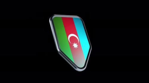 Videohive - the appearance of a metal badge with the flag of the country " Azerbaijan " alpha channel - 47976300 - 47976300