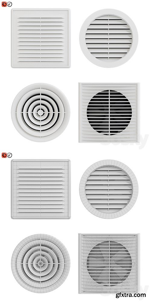 Set of ventilation grilles