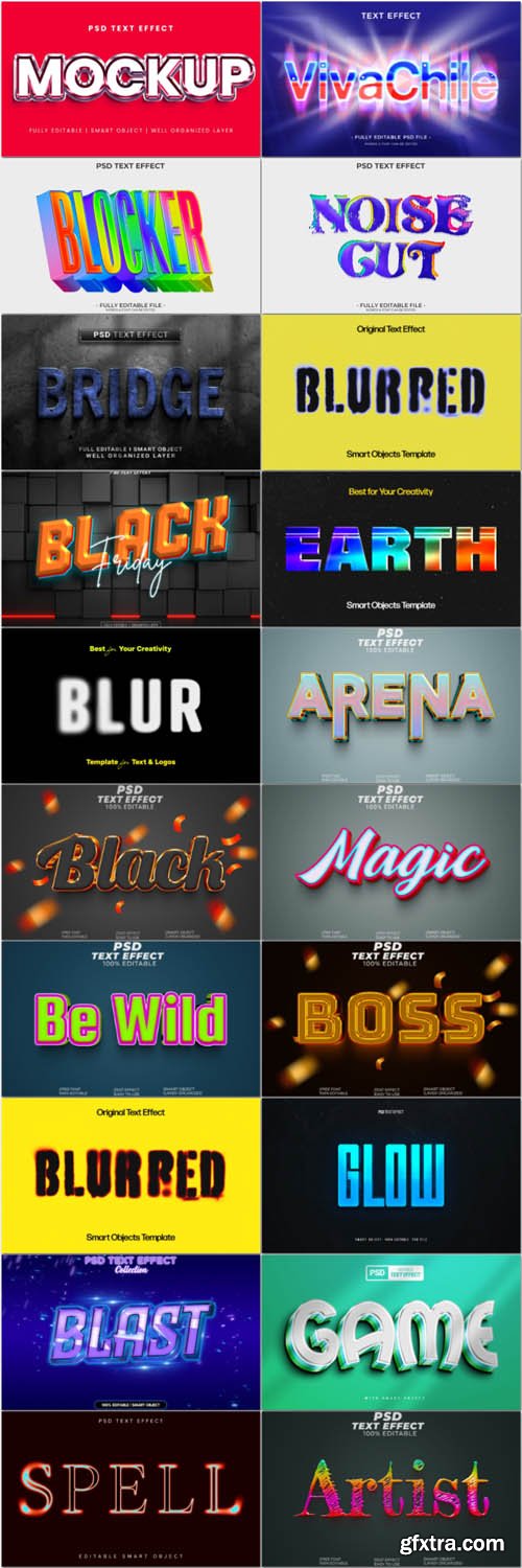 20 Psd style text effect editable set vol 24