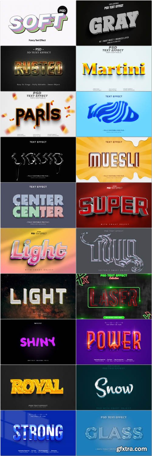 20 Psd style text effect editable set vol 20