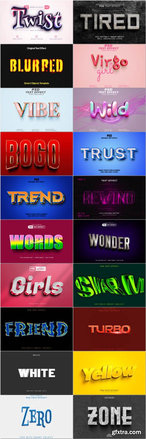 20 Psd style text effect editable set vol 21