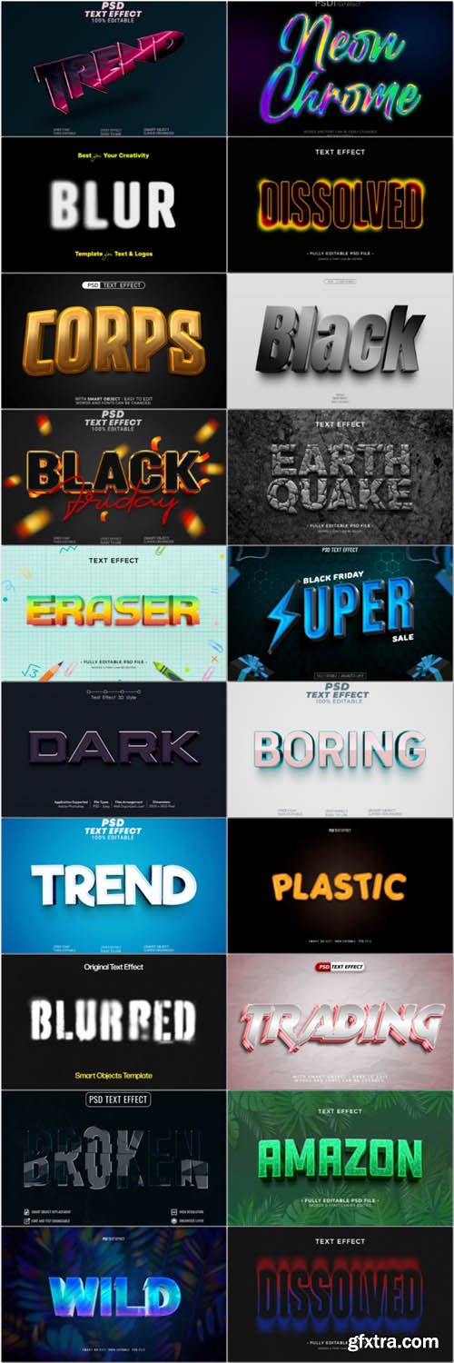 20 Psd style text effect editable set vol 19