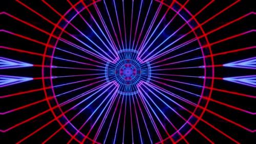 Videohive - Blue and red circular design with lines and dots in the center. Kaleidoscope VJ loop - 47960173 - 47960173