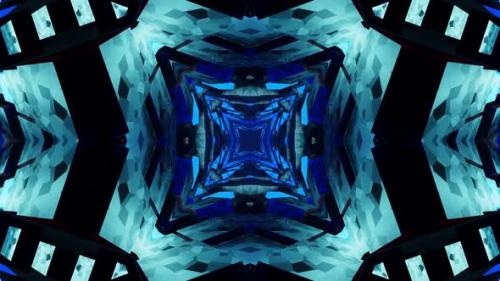 Videohive - Blue and black abstract design with star in the center. Kaleidoscope VJ loop - 47960179 - 47960179
