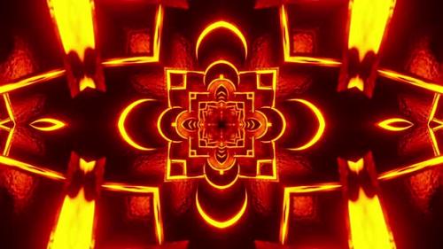 Videohive - Red and yellow flower design. Kaleidoscope VJ loop - 47960181 - 47960181