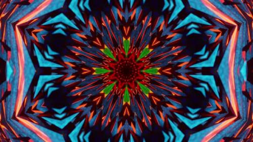 Videohive - Colorful flower with large center surrounded by smaller flowers. Kaleidoscope VJ loop - 47960184 - 47960184