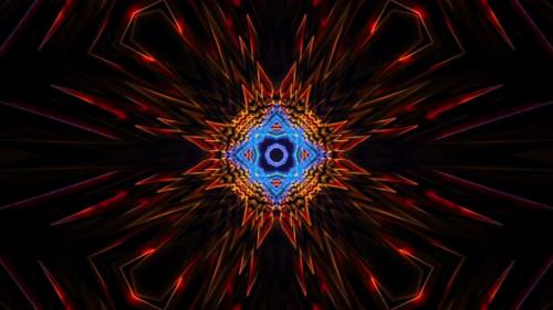 Videohive - Colorful abstract design with blue center and black center. Kaleidoscope VJ loop - 47960196 - 47960196