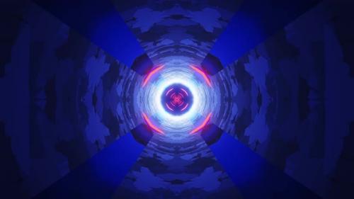 Videohive - Blue and red abstract background with cross in the center. Kaleidoscope VJ loop - 47960200 - 47960200