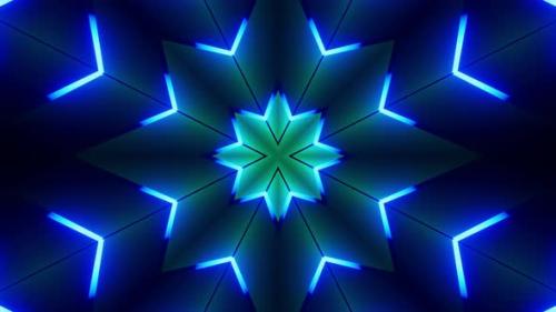 Videohive - Blue and green star pattern with black background. Kaleidoscope VJ loop - 47960203 - 47960203