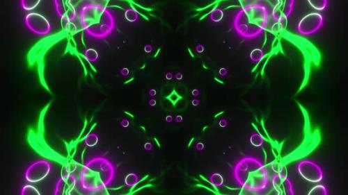 Videohive - Circular pattern with neon lights in the middle. Kaleidoscope VJ loop - 47960205 - 47960205