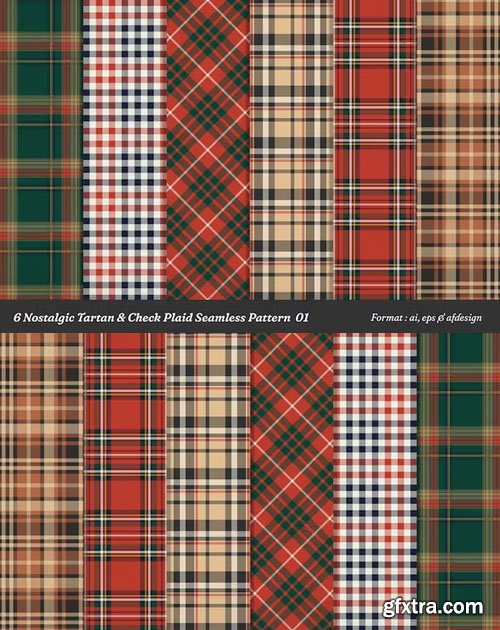 Nostalgic Tartan - Vector Check Plaid Seamless Patterns