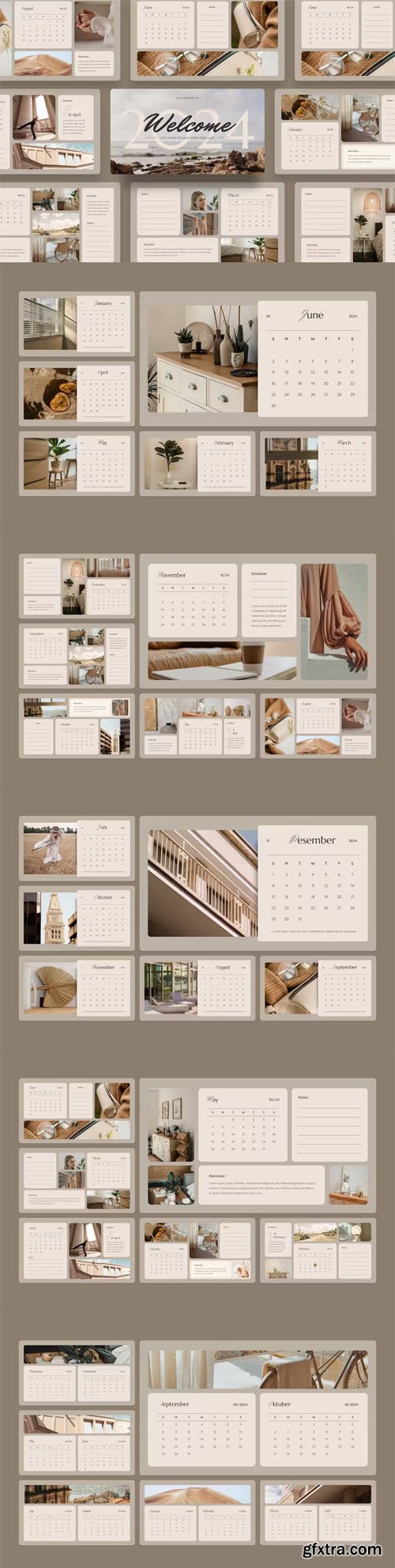 Hellomonth - Aesthetic Calendar 2024 - PowerPoint Presentation Template