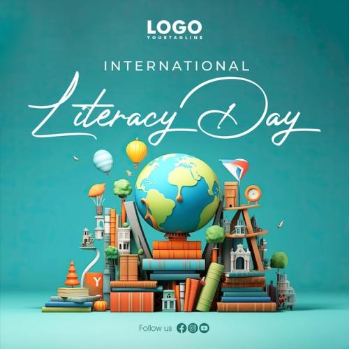 Premium PSD | International literacy day social media post poster design Premium PSD