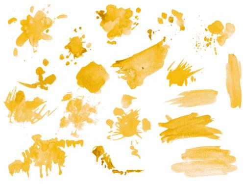 Watercolor painted splatters. Hand drawn design elements isolated on white background. 639884095