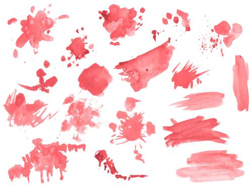 Watercolor painted splatters. Hand drawn design elements isolated on white background. 639884075