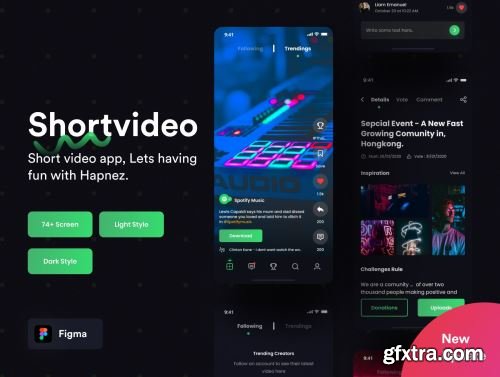 Short Video Apps UI KIT ( Hapnezz ) Ui8.net