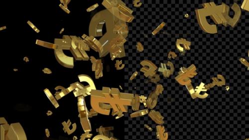 Videohive - Golden Turkish Lira Currency Flying Loop V2 - 47980421 - 47980421