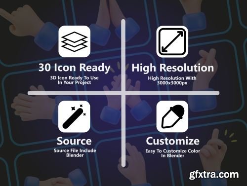 Hand Gesture 3D Icon Pack Ui8.net