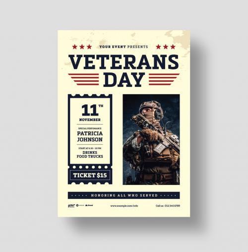 Military Veterans Day Flyer Poster Layout 639470431