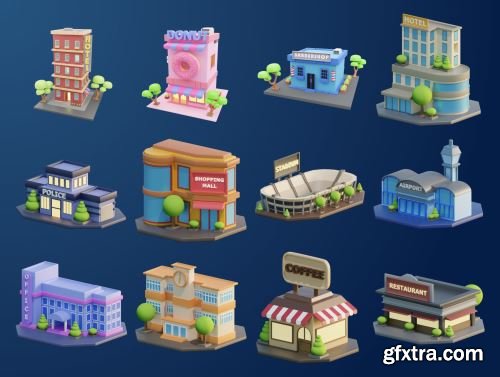 3D Building and Landmarks Illustration Ui8.net