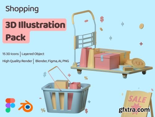 3D Illustration Shopping Ui8.net