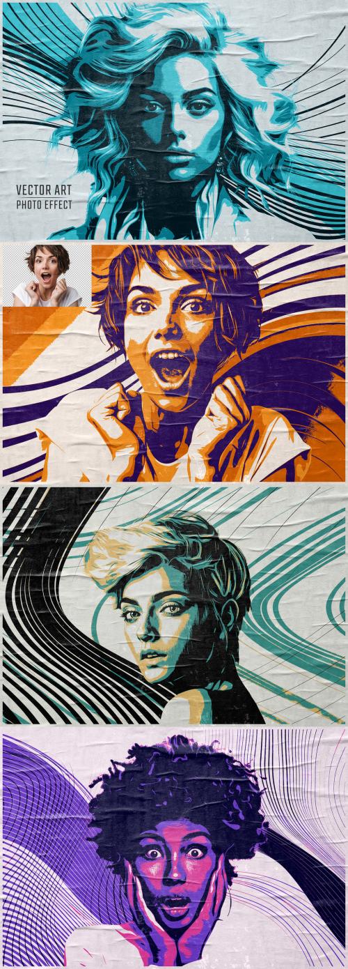 Vector Pop Art Style Photo Effect Mockup 639520712