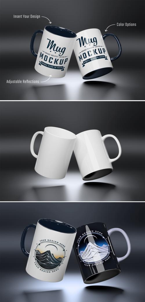 Two Mugs Mockup On Dark Background 639520518