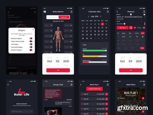 Build4Life Fitness & Bodybuilding app UI Kit Ui8.net