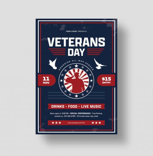 Veterans Day Flyer Poster Layout 639470437