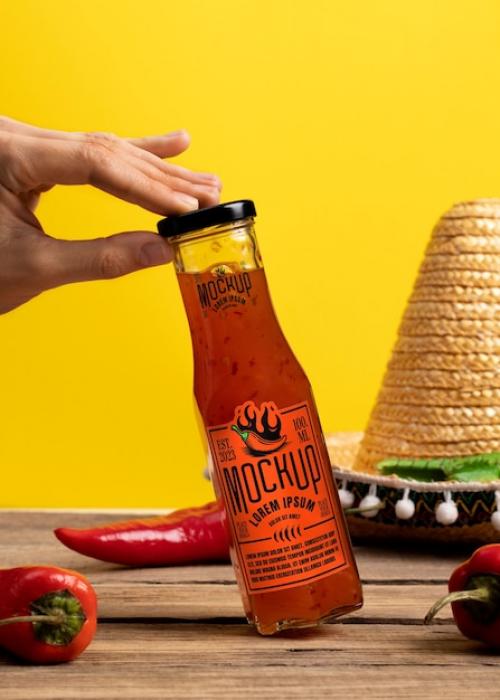 Premium PSD | Packaging for mexican chili mockup Premium PSD