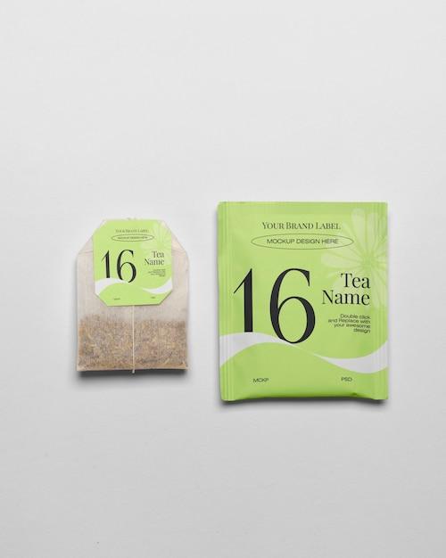 Premium PSD | Top view tea bag mockup Premium PSD