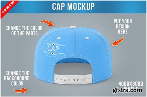 Cap Mockup with Plastic Snap Closure Template 9W5JHN8