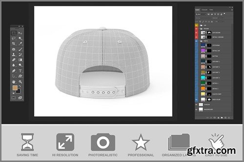 Cap Mockup with Plastic Snap Closure Template 9W5JHN8