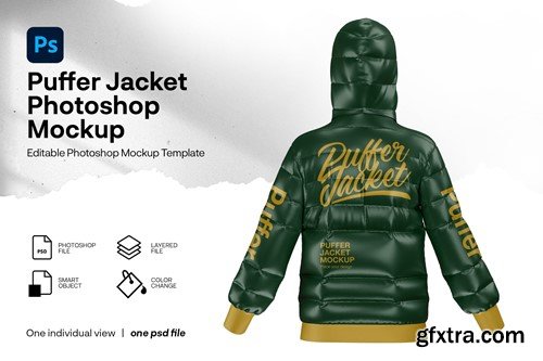 Puffer jacket mockup back view 27K7JMS