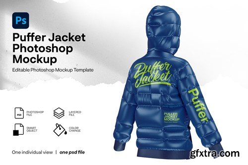 Puffer jacket mockup back view 2XLYK2H