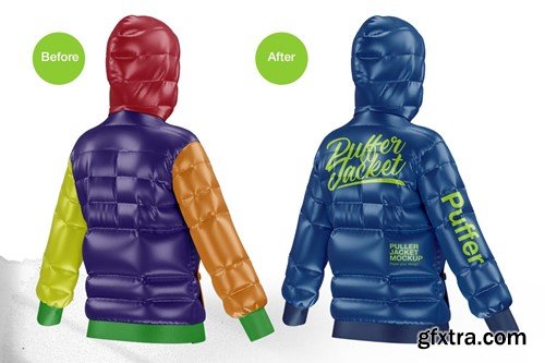 Puffer jacket mockup back view 2XLYK2H