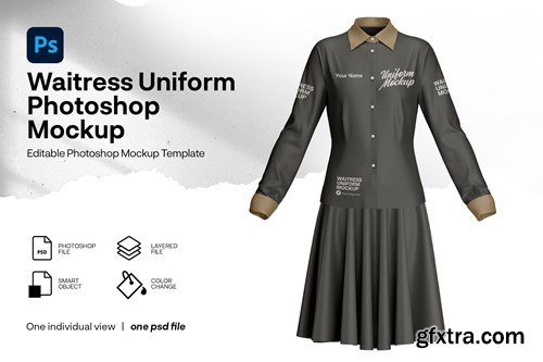 Waitress Uniform Mockup for Women H6YZ2CV