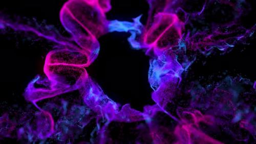 Videohive - Glowing Violet Particle in Dynamic Explode Color Waves Flowing Movement Closeup - 47986496 - 47986496