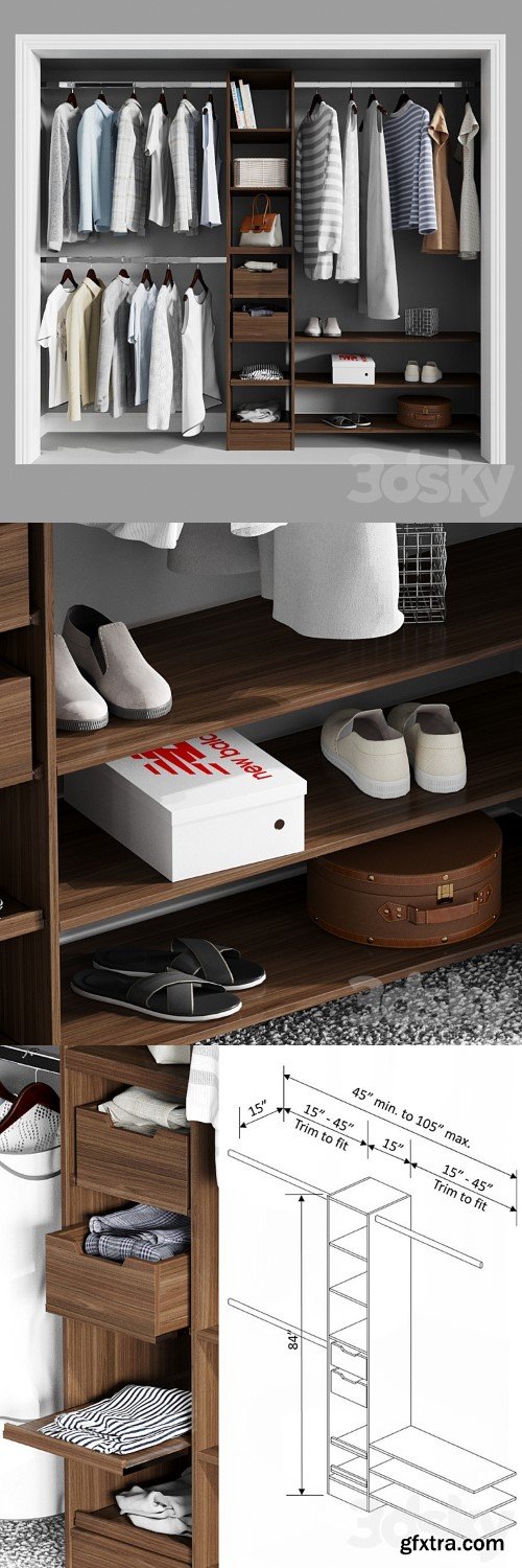 Melamine Reach-In Closet Kit in Mocha