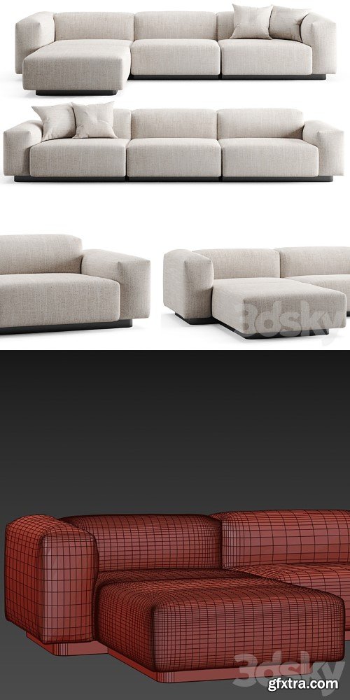 Vitra Soft Modular 3 Seat Longue Sofa