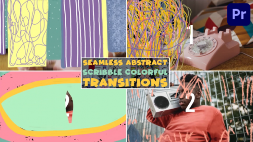 Videohive - Seamless Abstract Scribble Colorful Transitions | Premiere Pro MOGRT - 47992722 - 47992722