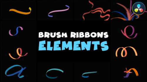 Videohive - Brush Ribbons Elements | DaVinci Resolve - 47992798 - 47992798