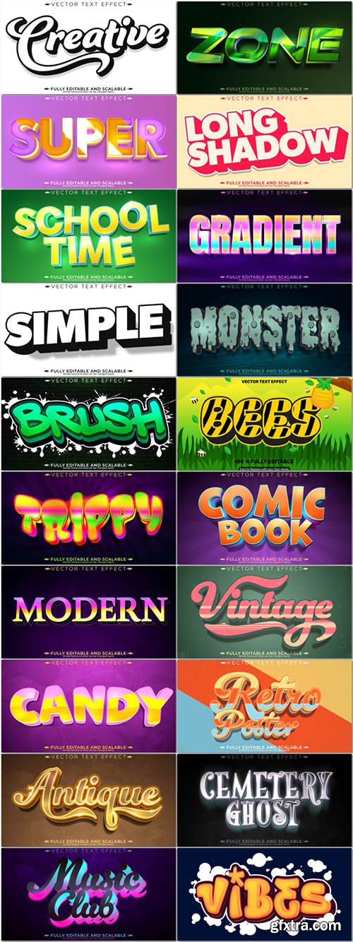 20 Vector 3d text editable, text effect font vol 4