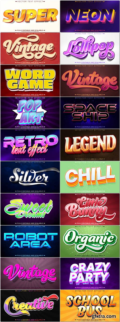 20 Vector 3d text editable, text effect font vol 2