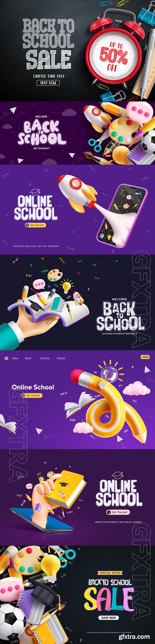 Back to school sale vector set