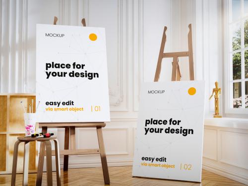 Atelier Painter Stand Vertical Canvas Mockup 03 639415856
