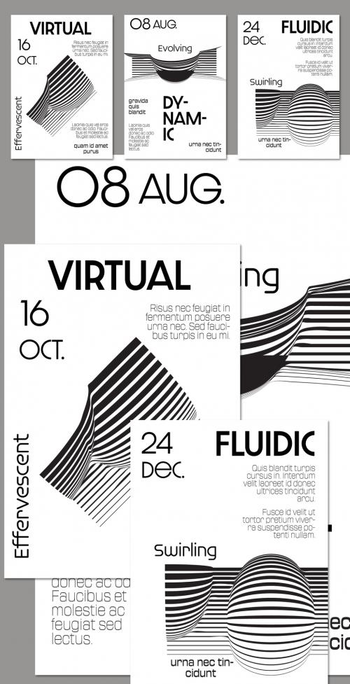 Flyer A4 Black and White Striped Abstract Futuristic Shape 638540686