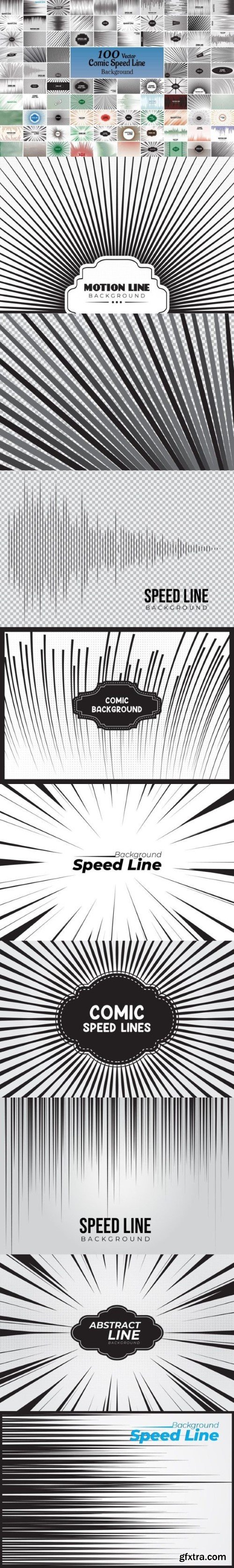 100 Comic Speed Line Vector Design